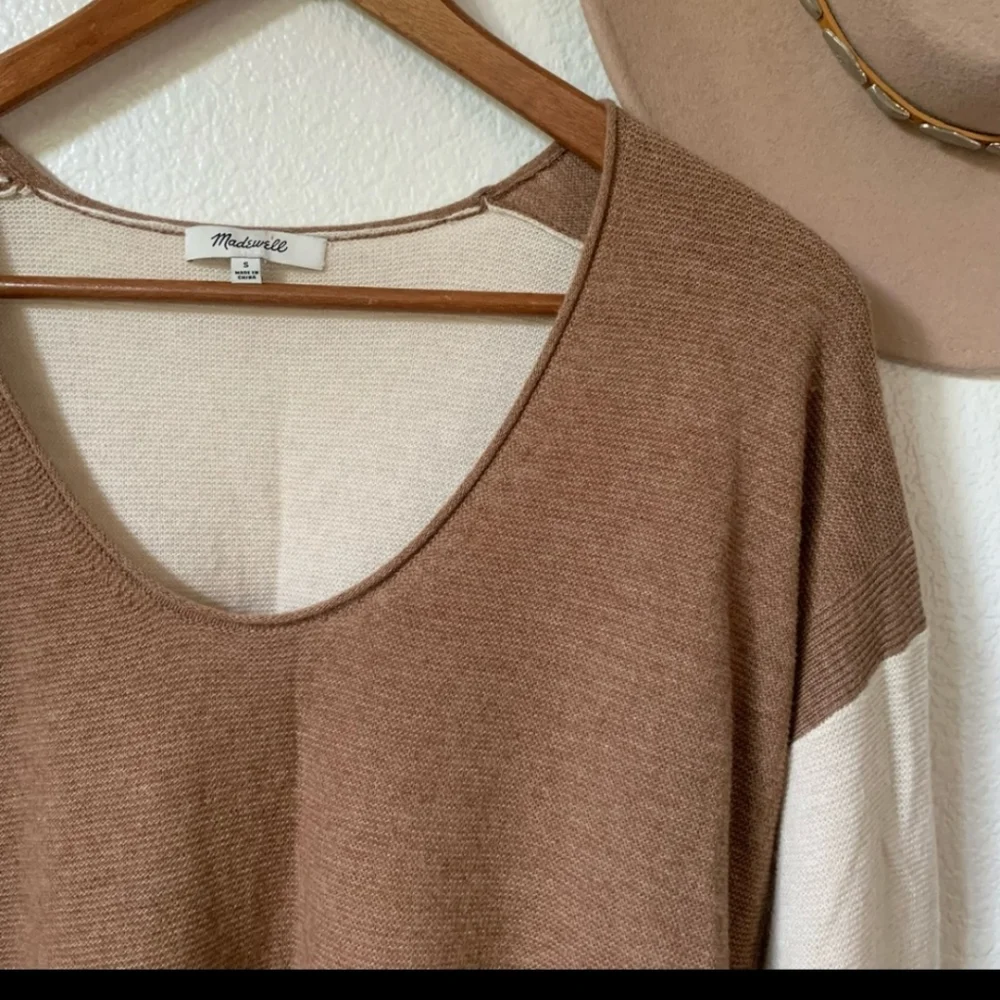 Madewell Kimball Colorblock Sweater Women's Size Small, Cream/Tan, GUC - Picture 14 of 15